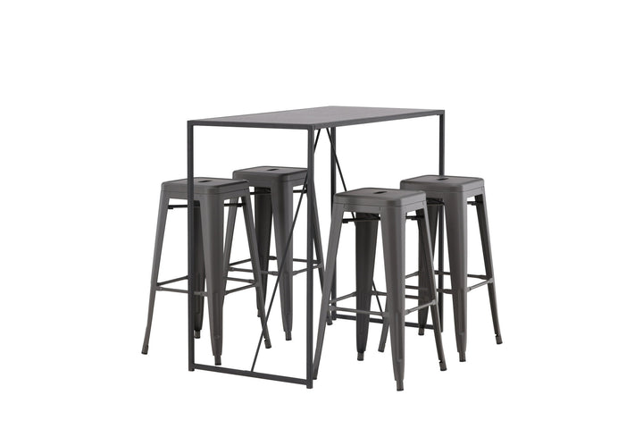 Venture Home Brea Bar Table - Black / Black MDF +Tempe Bar Chair - Dark Grey / Metal _4