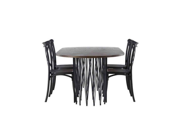 Venture Home Stone oval Dining Table - Black / Mocca Veneer +Crosett Dining Chair - Matte Black / Matte Black Plastic _4