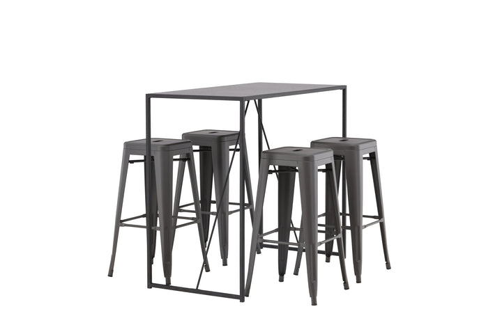 Venture Home Brea Bar Table - Black / Black MDF +Tempe Bar Chair - Dark Grey / Metal _4