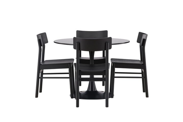 Venture Home Glade Dining Table - Black / Black MDF +Montros Dining Chair - Natural / Natural Rubberwood _4