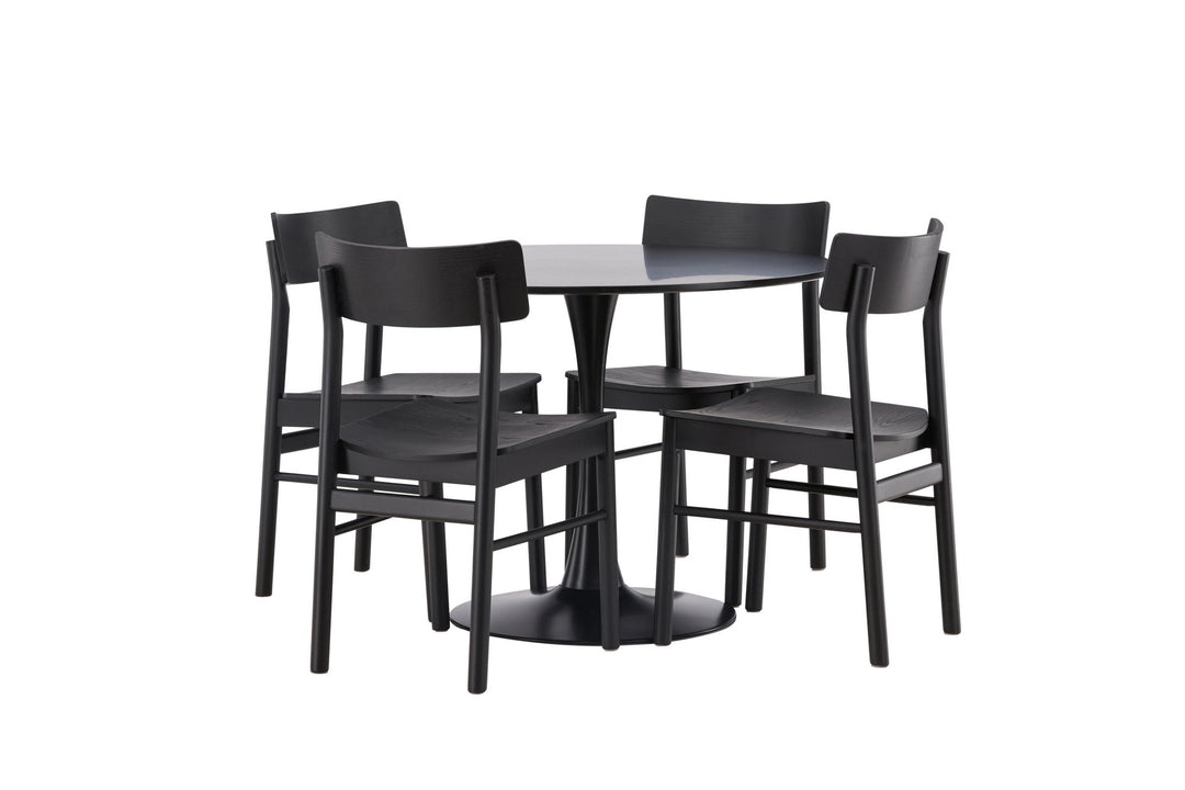 Venture Home Glade Dining Table - Black / Black MDF +Montros Dining Chair - Natural / Natural Rubberwood _4