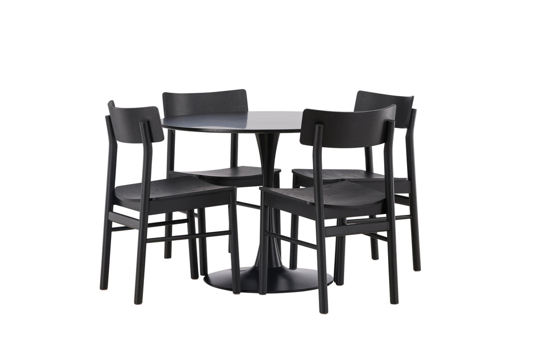 Venture Home Glade Dining Table - Black / Black MDF +Montros Dining Chair - Natural / Natural Rubberwood _4