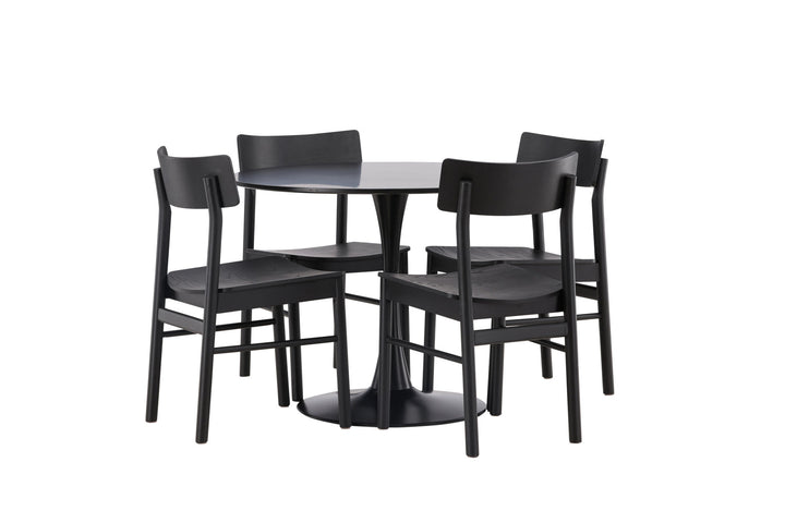 Venture Home Glade Dining Table - Black / Black MDF +Montros Dining Chair - Natural / Natural Rubberwood _4