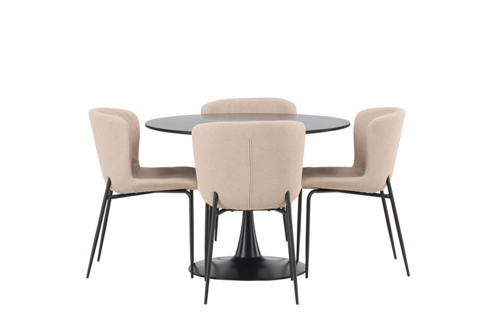 Venture Home Glade Dining Table - Black / Black MDF +Modesto Dining Chair - Grey / Smoked Black Boucle _4
