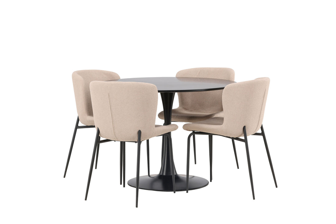 Venture Home Glade Dining Table - Black / Black MDF +Modesto Dining Chair - Grey / Smoked Black Boucle _4
