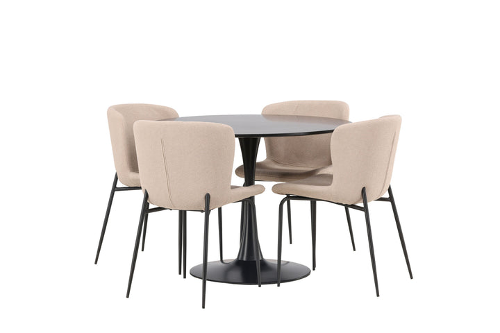 Venture Home Glade Dining Table - Black / Black MDF +Modesto Dining Chair - Grey / Smoked Black Boucle _4