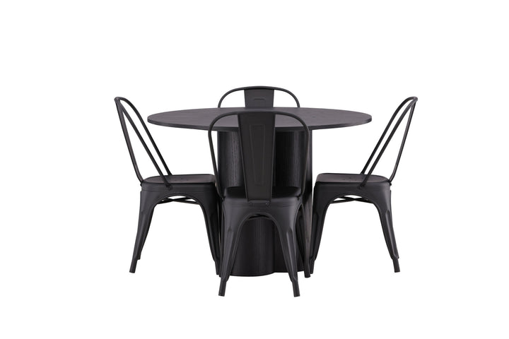 Venture Home OliviaDiningTable-Black/BlackVeneer+TempeDiningChair-Matteblack/Metal_4