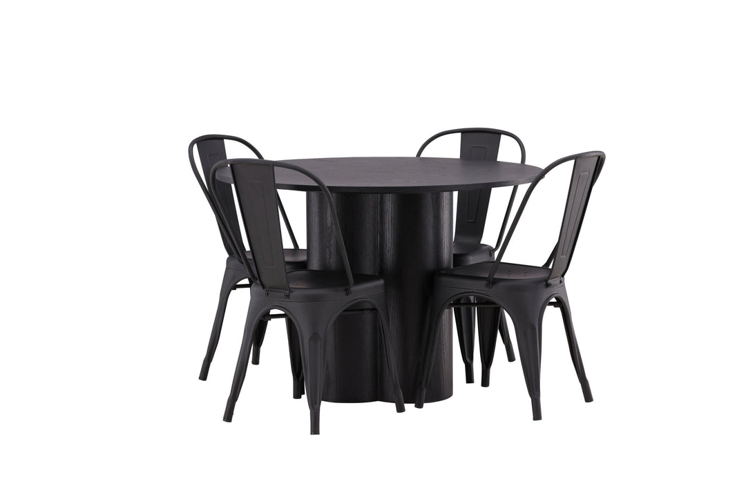Venture Home OliviaDiningTable-Black/BlackVeneer+TempeDiningChair-Matteblack/Metal_4
