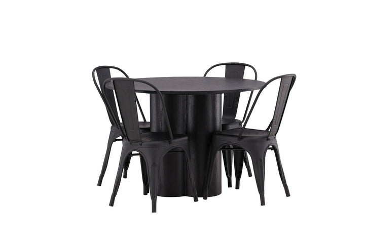 Venture Home OliviaDiningTable-Black/BlackVeneer+TempeDiningChair-Matteblack/Metal_4