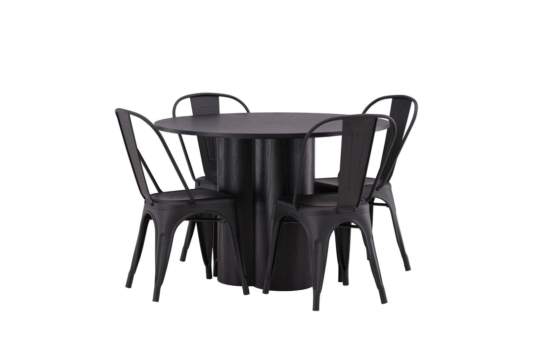 Venture Home OliviaDiningTable-Black/BlackVeneer+TempeDiningChair-Matteblack/Metal_4
