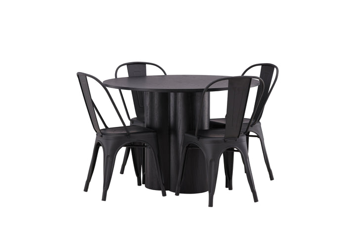 Venture Home OliviaDiningTable-Black/BlackVeneer+TempeDiningChair-Matteblack/Metal_4