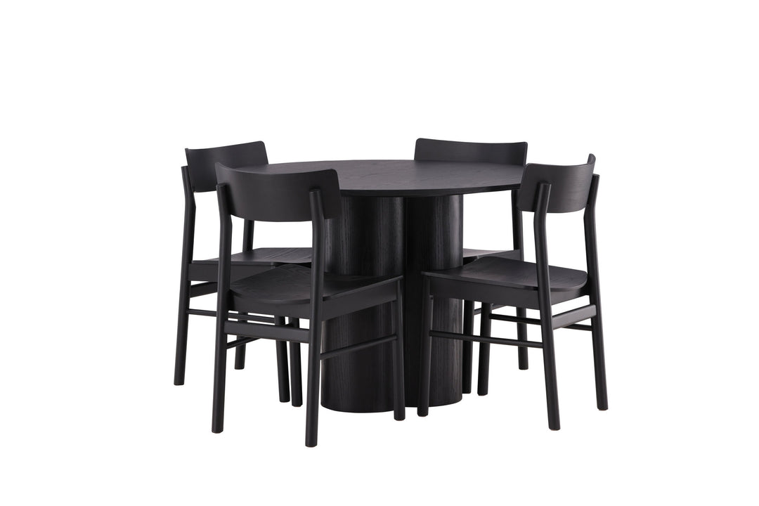 Venture Home OliviaDiningTable-Black/BlackVeneer+MontrosDiningChair-Natural/NaturalRubberwood_4