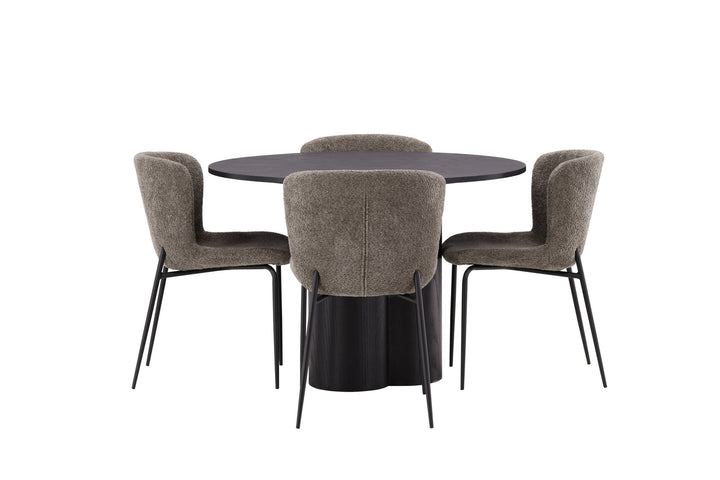 Venture Home OliviaDiningTable-Black/BlackVeneer+ModestoDiningChair-Grey/SmokedBlackBoucle_4