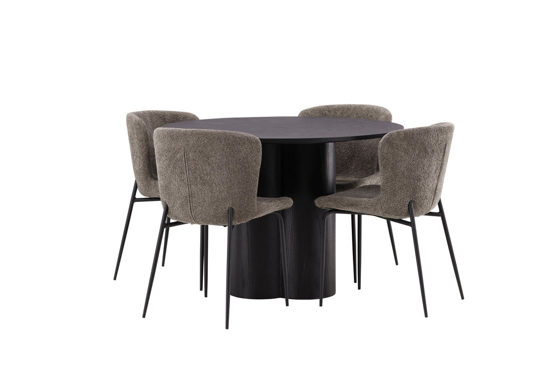 Venture Home OliviaDiningTable-Black/BlackVeneer+ModestoDiningChair-Grey/SmokedBlackBoucle_4