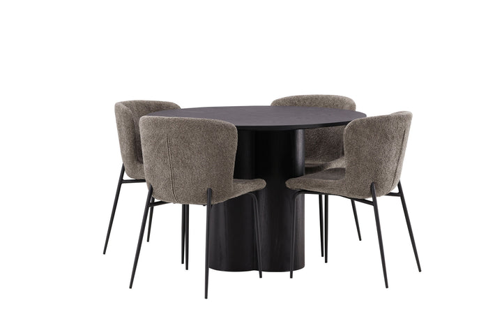 Venture Home OliviaDiningTable-Black/BlackVeneer+ModestoDiningChair-Grey/SmokedBlackBoucle_4