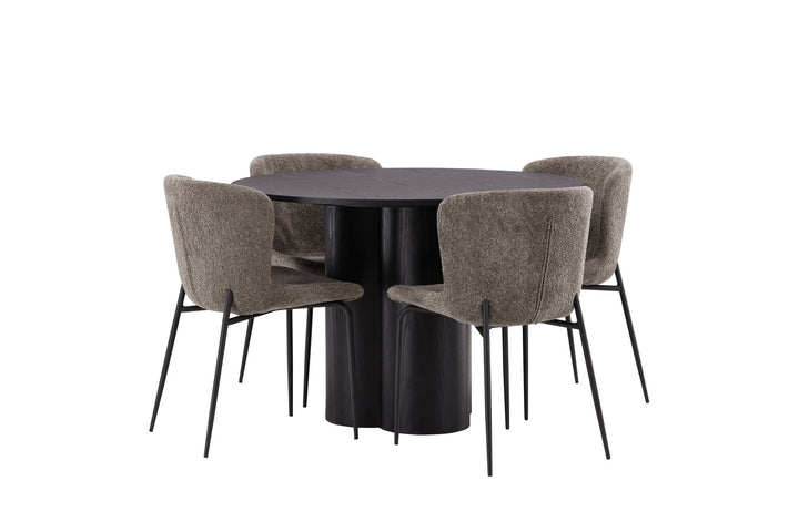 Venture Home OliviaDiningTable-Black/BlackVeneer+ModestoDiningChair-Grey/SmokedBlackBoucle_4