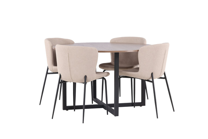 Venture Home Durango Dining Table - Black / Walnut MDF +Modesto Dining Chair - Grey / Smoked Black Boucle _4