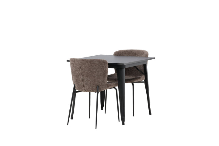 Venture Home Tempe Dining Table - Black / Black MDF +Modesto Dining Chair - Grey / Smoked Black Boucle _2