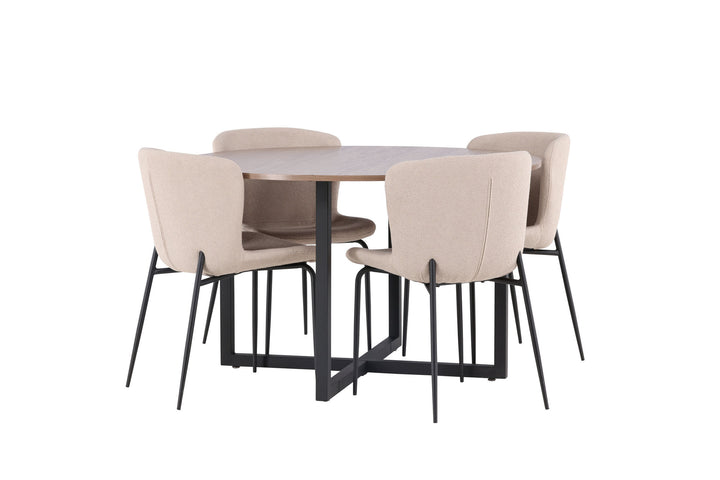Venture Home Durango Dining Table - Black / Walnut MDF +Modesto Dining Chair - Grey / Smoked Black Boucle _4