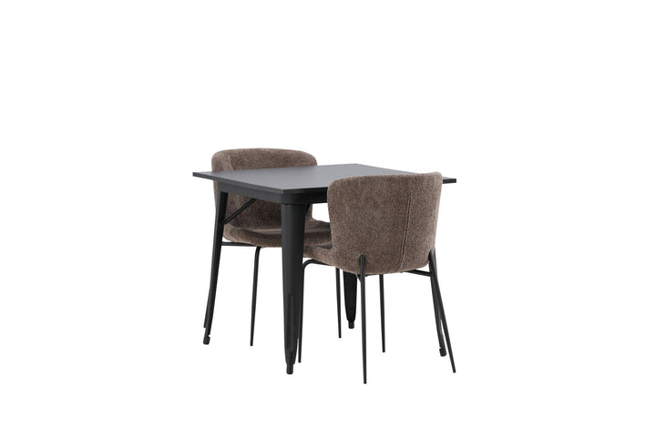 Venture Home Tempe Dining Table - Black / Black MDF +Modesto Dining Chair - Grey / Smoked Black Boucle _2