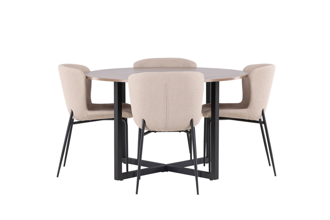 Venture Home Durango Dining Table - Black / Walnut MDF +Modesto Dining Chair - Grey / Smoked Black Boucle _4