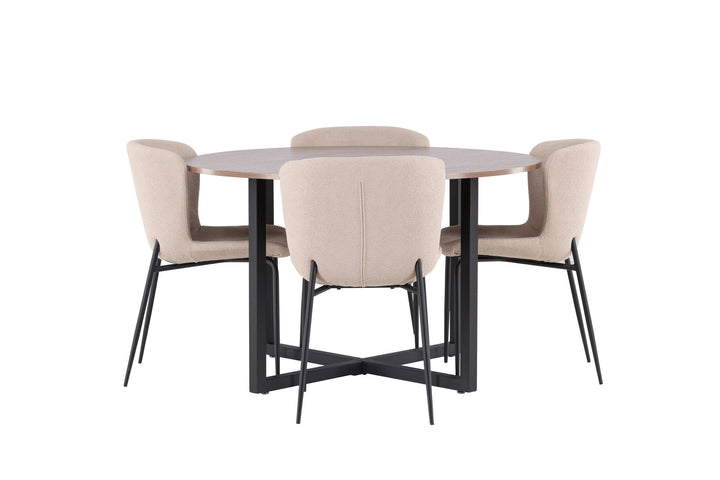 Venture Home Durango Dining Table - Black / Walnut MDF +Modesto Dining Chair - Grey / Smoked Black Boucle _4