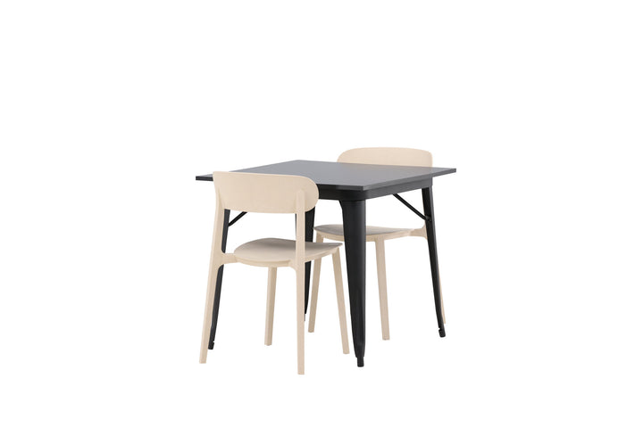 Venture Home Tempe Dining Table - Black / Black MDF +Åstol Dining Chair - Nature Wood plastic composite _2