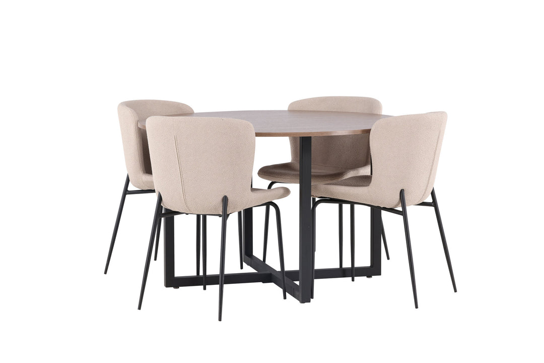 Venture Home Durango Dining Table - Black / Walnut MDF +Modesto Dining Chair - Grey / Smoked Black Boucle _4