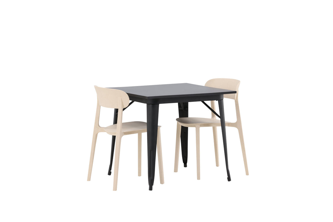 Venture Home Tempe Dining Table - Black / Black MDF +Åstol Dining Chair - Nature Wood plastic composite _2