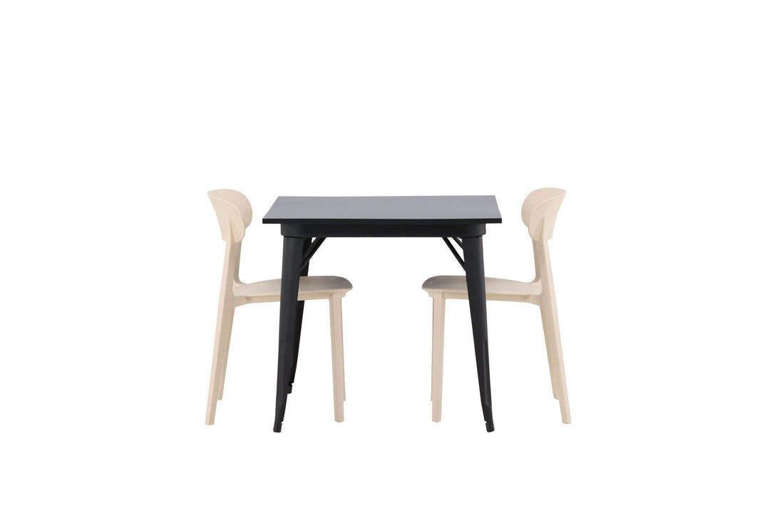 Venture Home Tempe Dining Table - Black / Black MDF +Åstol Dining Chair - Nature Wood plastic composite _2