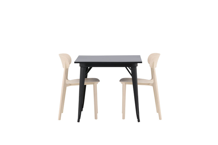 Venture Home Tempe Dining Table - Black / Black MDF +Åstol Dining Chair - Nature Wood plastic composite _2