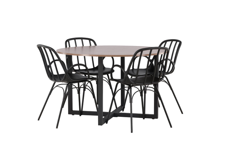 Venture Home Durango Dining Table - Black / Walnut MDF +Dyrön Dining Chair - Black Polypropylene _4