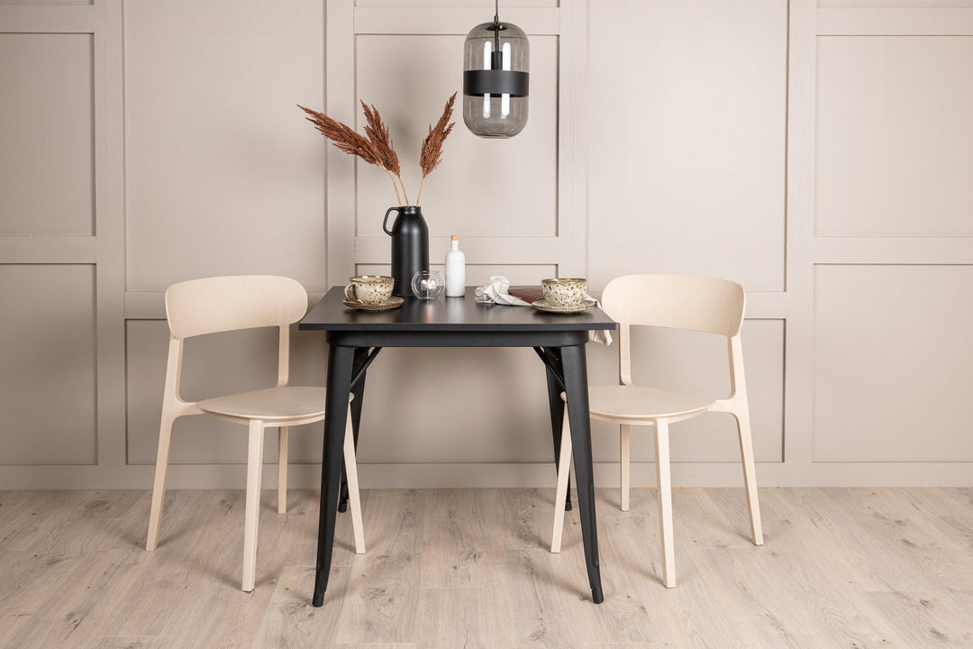 Venture Home Tempe Dining Table - Black / Black MDF +Åstol Dining Chair - Nature Wood plastic composite _2