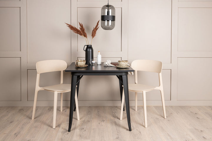 Venture Home Tempe Dining Table - Black / Black MDF +Åstol Dining Chair - Nature Wood plastic composite _2