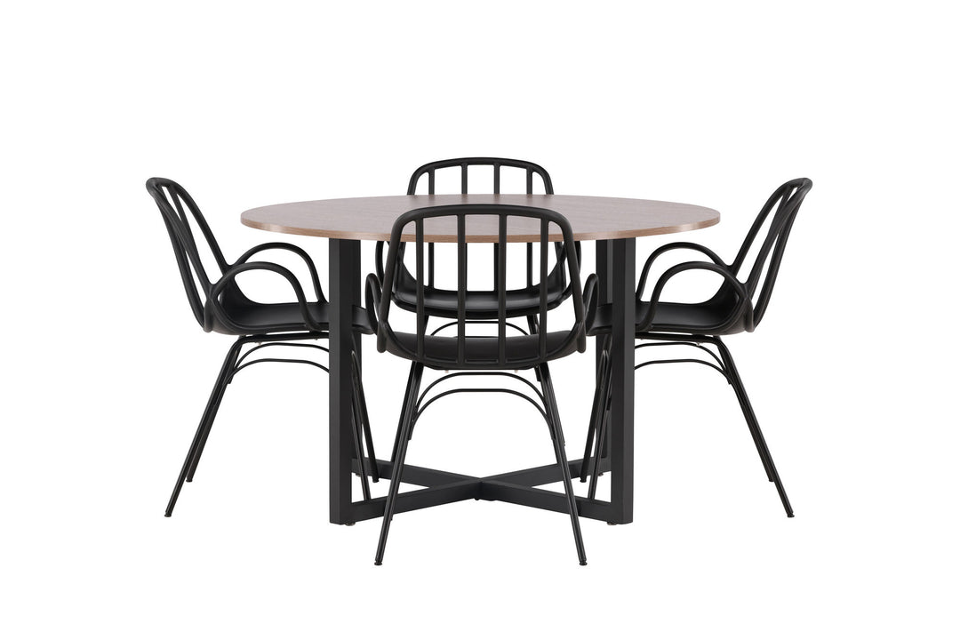 Venture Home Durango Dining Table - Black / Walnut MDF +Dyrön Dining Chair - Black Polypropylene _4