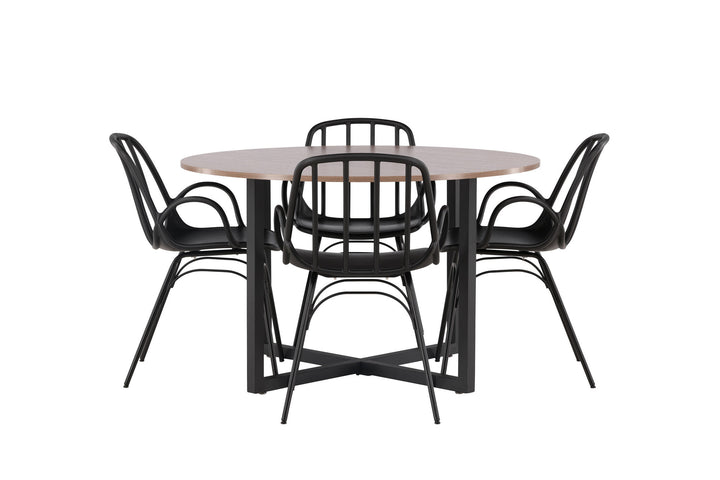 Venture Home Durango Dining Table - Black / Walnut MDF +Dyrön Dining Chair - Black Polypropylene _4