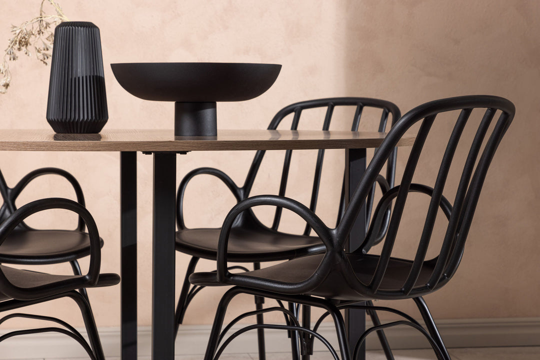 Venture Home Durango Dining Table - Black / Walnut MDF +Dyrön Dining Chair - Black Polypropylene _4