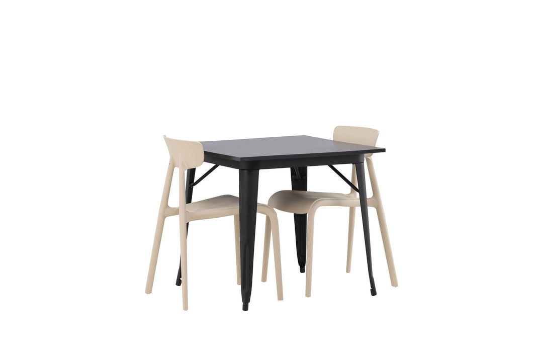 Venture Home Tempe Dining Table - Black / Black MDF +Ursholmen Dining Chair - Nature/beige Polypropylene _2
