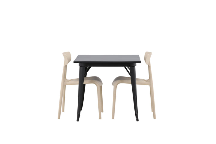 Venture Home Tempe Dining Table - Black / Black MDF +Ursholmen Dining Chair - Nature/beige Polypropylene _2