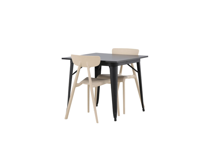 Venture Home Tempe Dining Table - Black / Black MDF +Ursholmen Dining Chair - Nature/beige Polypropylene _2