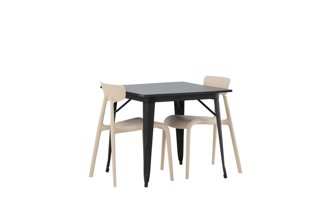 Venture Home Tempe Dining Table - Black / Black MDF +Ursholmen Dining Chair - Nature/beige Polypropylene _2