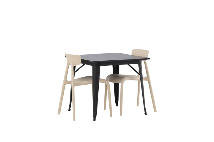 Venture Home Tempe Dining Table - Black / Black MDF +Ursholmen Dining Chair - Nature/beige Polypropylene _2
