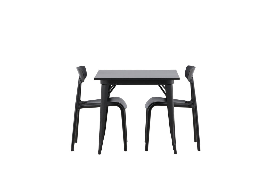 Venture Home Tempe Dining Table - Black / Black MDF +Ursholmen Dining Chair - Black Polypropylene _2