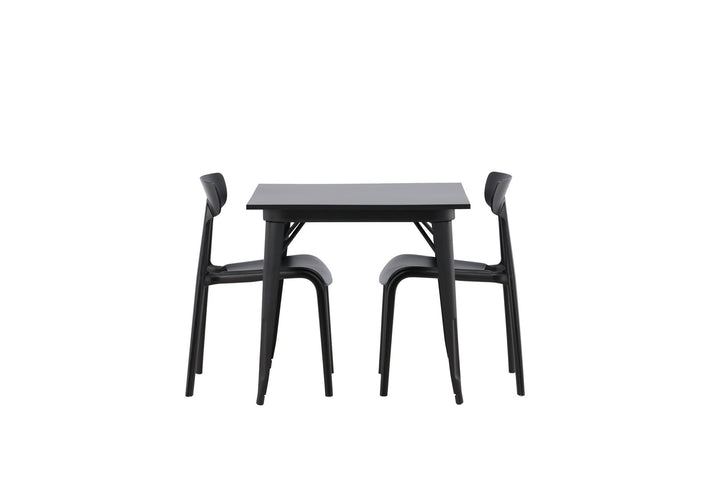 Venture Home Tempe Dining Table - Black / Black MDF +Ursholmen Dining Chair - Black Polypropylene _2