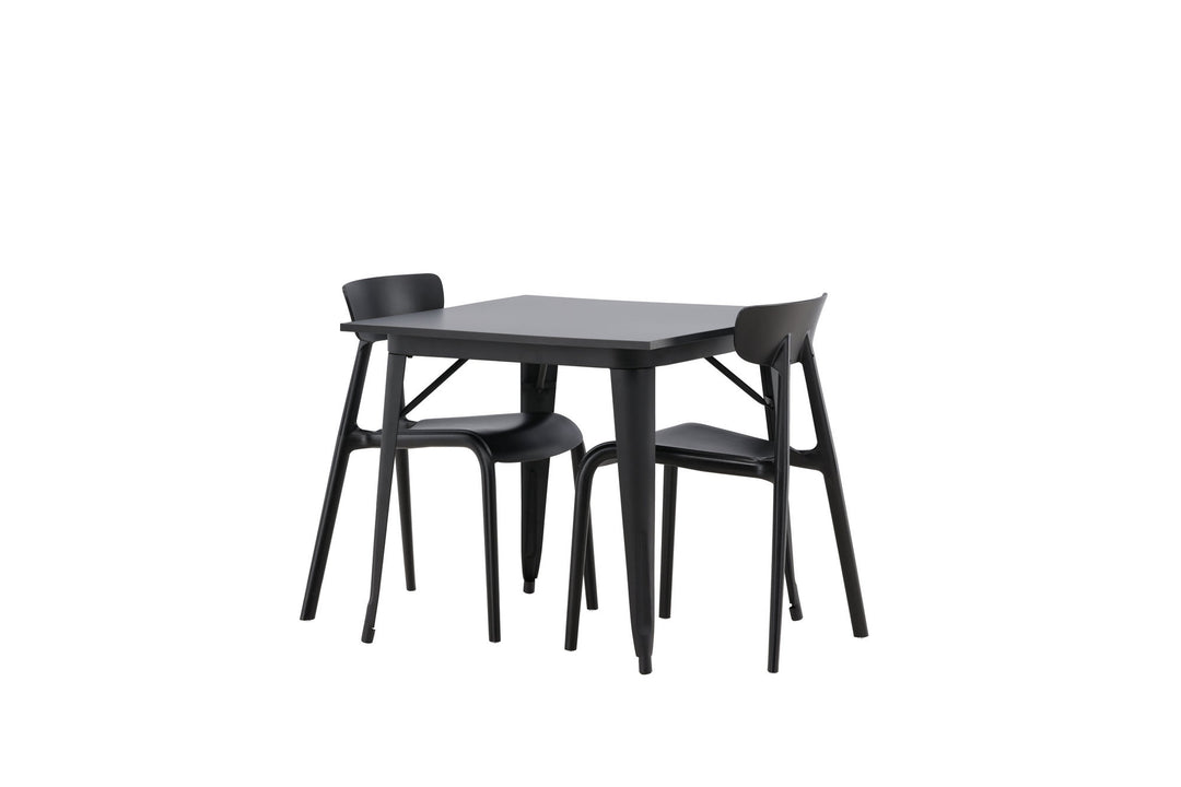 Venture Home Tempe Dining Table - Black / Black MDF +Ursholmen Dining Chair - Black Polypropylene _2