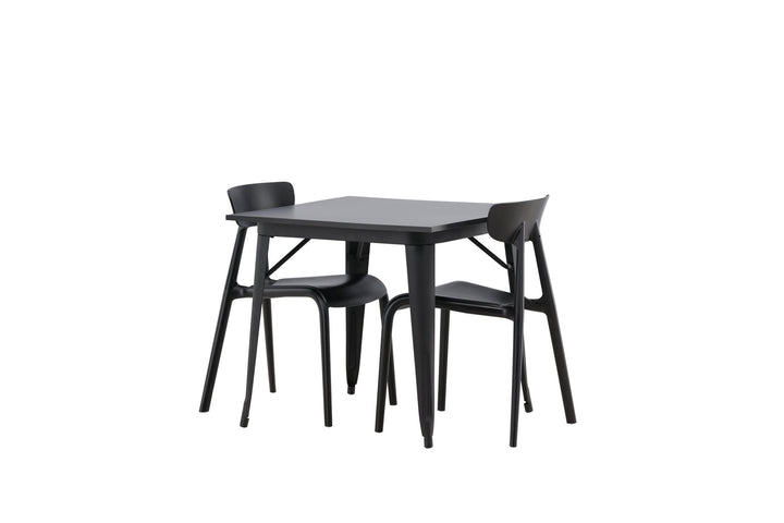Venture Home Tempe Dining Table - Black / Black MDF +Ursholmen Dining Chair - Black Polypropylene _2
