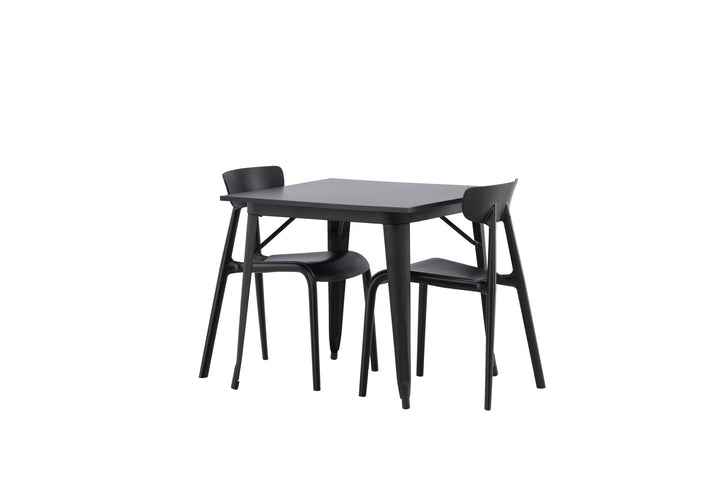 Venture Home Tempe Dining Table - Black / Black MDF +Ursholmen Dining Chair - Black Polypropylene _2