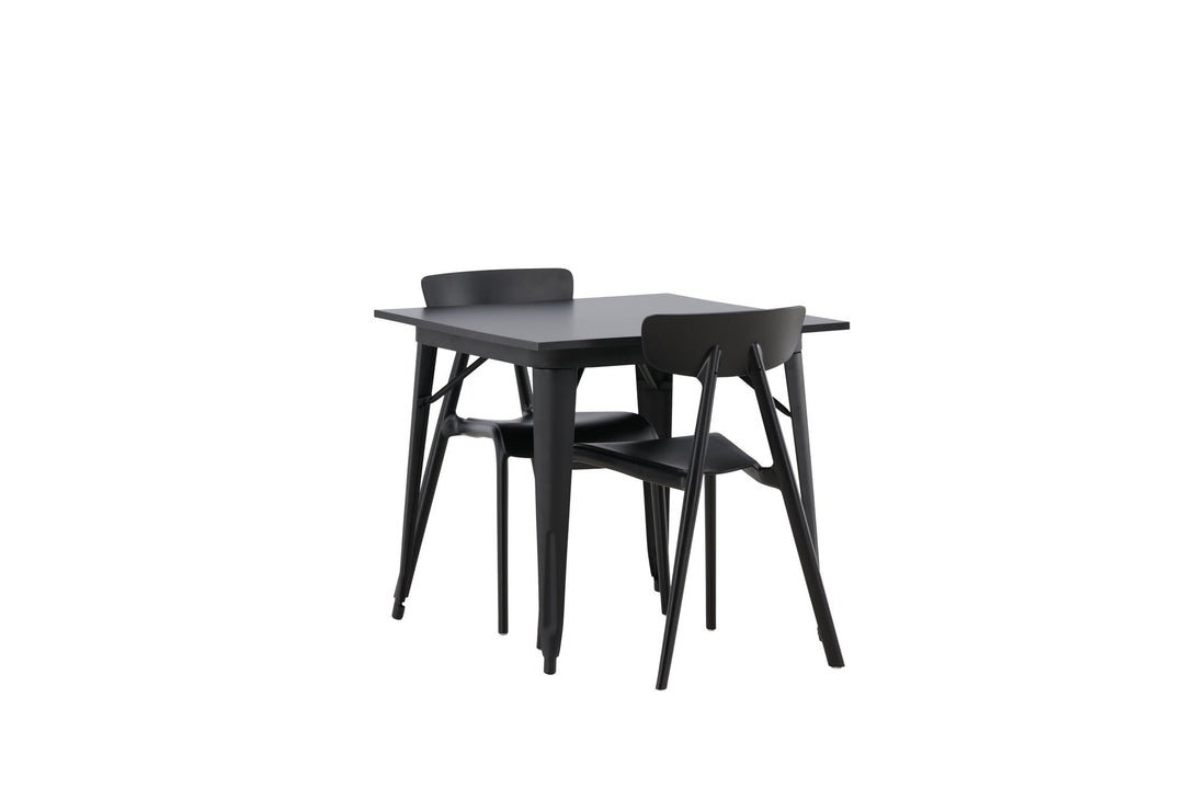 Venture Home Tempe Dining Table - Black / Black MDF +Ursholmen Dining Chair - Black Polypropylene _2
