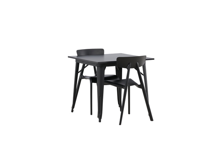Venture Home Tempe Dining Table - Black / Black MDF +Ursholmen Dining Chair - Black Polypropylene _2