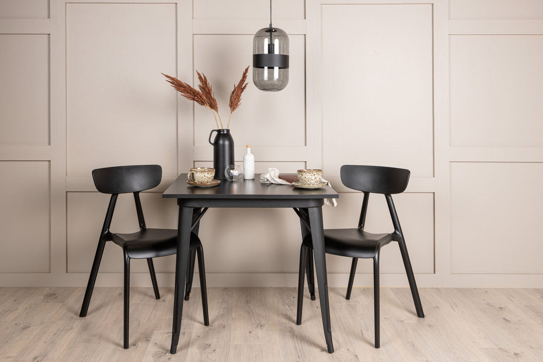 Venture Home Tempe Dining Table - Black / Black MDF +Ursholmen Dining Chair - Black Polypropylene _2